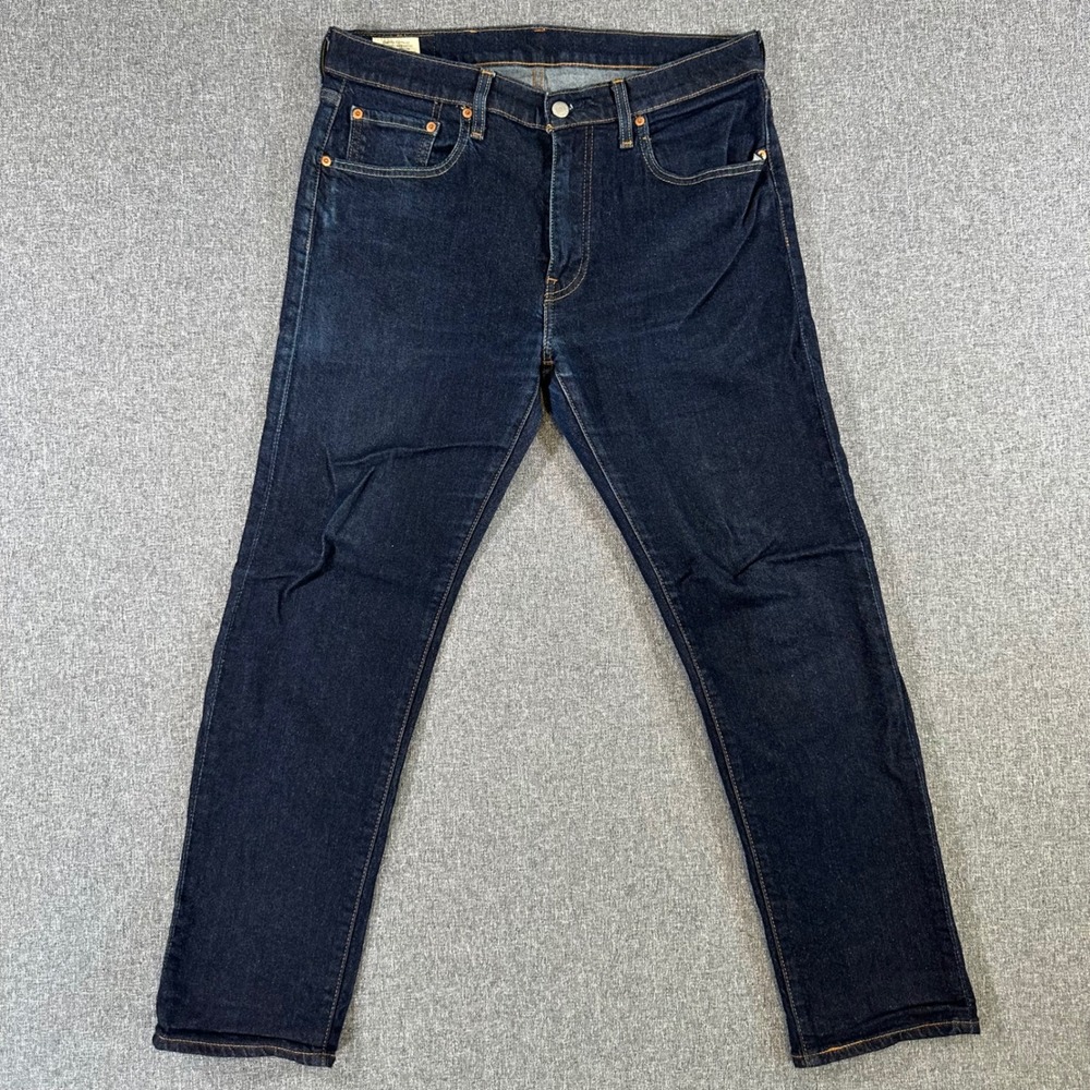 Levis 502 Regular Taper Jeans Mens 33x30 Dark Wash Indigo Denim Stretch Pants